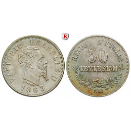 Italien, Königreich, Vittorio Emanuele II., 50 Centesimi 1863, vz