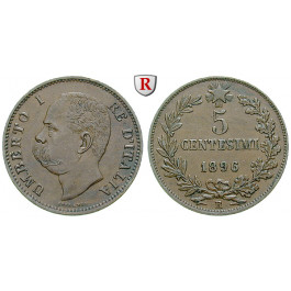 Italien, Königreich, Umberto I., 5 Centesimi 1896, f.vz