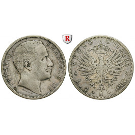 Italien, Königreich, Umberto I., 2 Lire 1902, ss