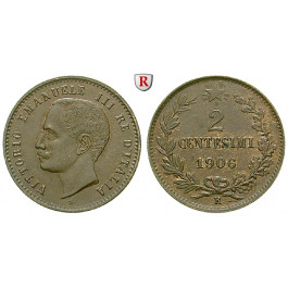 Italien, Königreich, Umberto I., 2 Centesimi 1906, vz-st