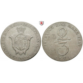 Mecklenburg, Mecklenburg-Schwerin, Friedrich Franz I., 2/3 Taler 1791, ss+