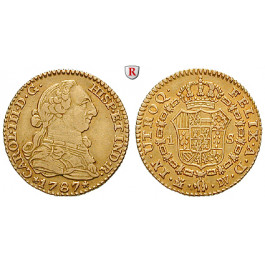 Spanien, Carlos III., Escudo 1787, 3,04 g fein, ss