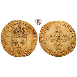 Frankreich, Louis XIII., Ecu d´or au soleil 1633, ss+