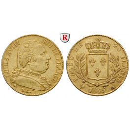 Frankreich, Louis XVIII., 20 Francs 1815, 5,81 g fein, ss+