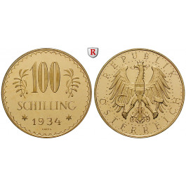 Österreich, 1. Republik, 100 Schilling 1934, 21,17 g fein, vz+