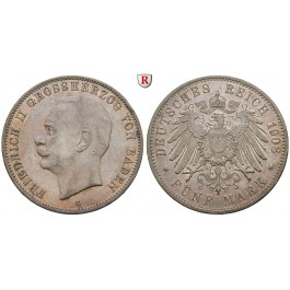 Deutsches Kaiserreich, Baden, Friedrich II., 5 Mark 1908, G, ss-vz/vz-st, J. 40
