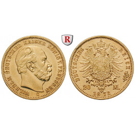 Deutsches Kaiserreich, Preussen, Wilhelm I., 20 Mark 1872, C, f.vz, J. 243