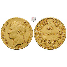 Frankreich, Napoleon I. (Kaiser), 40 Francs 1804-1805 (AN 13), 11,61 g fein, ss+