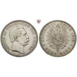 Deutsches Kaiserreich, Hessen, Ludwig III., 5 Mark 1876, H, ss-vz/vz, J. 67