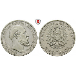 Deutsches Kaiserreich, Mecklenburg-Schwerin, Friedrich Franz II., 2 Mark 1876, A, ss+, J. 84