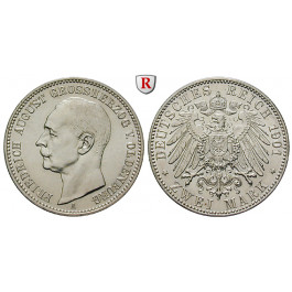 Deutsches Kaiserreich, Oldenburg, Friedrich August, 2 Mark 1901, A, vz+/st, J. 94