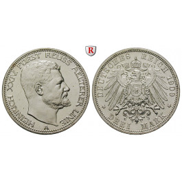 Deutsches Kaiserreich, Reuss-Greiz, Heinrich XXIV., 3 Mark 1909, A, vz/vz-st, J. 119