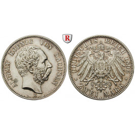 Deutsches Kaiserreich, Sachsen, Albert, 2 Mark 1896, E, ss-vz/vz, J. 124