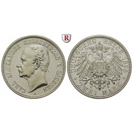 Deutsches Kaiserreich, Sachsen-Weimar-Eisenach, Carl Alexander, 2 Mark 1898, Zum 80. Geburtstag, A, vz/vz-st, J. 156