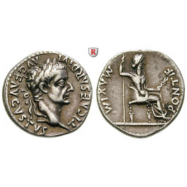 Römische Kaiserzeit, Tiberius, Denar 14-37, vz/ss-vz