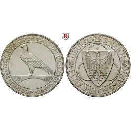Weimarer Republik, 5 Reichsmark 1930, Rheinlandräumung, J, ss-vz/vz, J. 346