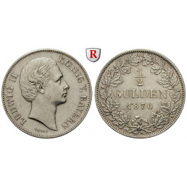 Bayern, Königreich, Ludwig II., 1/2 Gulden 1870, f.vz
