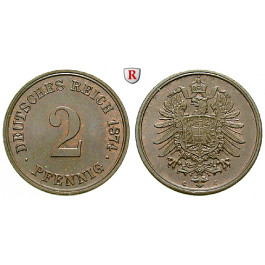 Deutsches Kaiserreich, 2 Pfennig 1874, C, st, J. 2