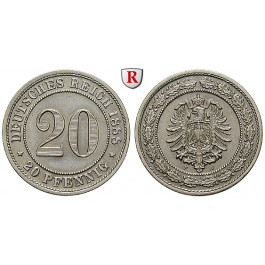 Deutsches Kaiserreich, 20 Pfennig 1888, F, vz-st, J. 6