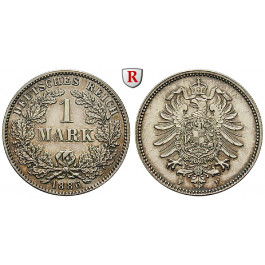 Deutsches Kaiserreich, 1 Mark 1886, F, ss-vz, J. 9