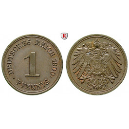 Deutsches Kaiserreich, 1 Pfennig 1900, E, f.st, J. 10