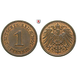 Deutsches Kaiserreich, 1 Pfennig 1907, E, st, J. 10