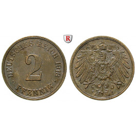 Deutsches Kaiserreich, 2 Pfennig 1913, J, vz, J. 11