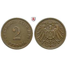 Deutsches Kaiserreich, 2 Pfennig 1916, G, vz-st, J. 11