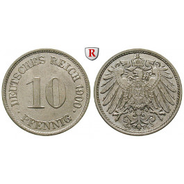 Deutsches Kaiserreich, 10 Pfennig 1900, G, vz/st, J. 13