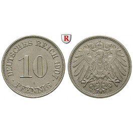 Deutsches Kaiserreich, 10 Pfennig 1907, J, vz-st, J. 13
