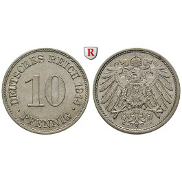 Deutsches Kaiserreich, 10 Pfennig 1914, E, vz/st, J. 13