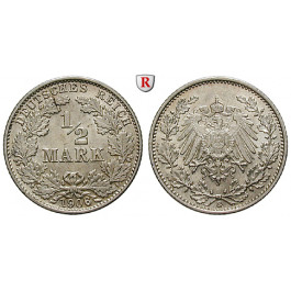 Deutsches Kaiserreich, 1/2 Mark 1906, G, vz-st, J. 16