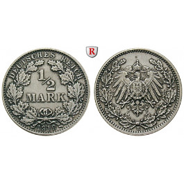 Deutsches Kaiserreich, 1/2 Mark 1919, E, vz, J. 16