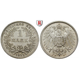 Deutsches Kaiserreich, 1 Mark 1911, D, vz, J. 17