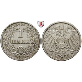 Deutsches Kaiserreich, 1 Mark 1913, J, ss-vz, J. 17