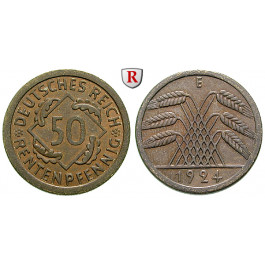 Weimarer Republik, 50 Rentenpfennig 1924, E, st, J. 310