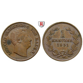Baden, Grossherzogtum Baden, Karl Leopold Friedrich, Kreuzer 1851, vz