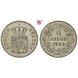 Bayern, Königreich, Maximilian II., 6 Kreuzer 1849, f.vz