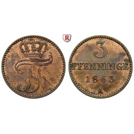 Mecklenburg, Mecklenburg-Schwerin, Friedrich Franz II., 3 Pfennig 1863, vz