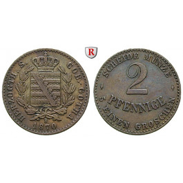Sachsen, Sachsen-Coburg-Gotha, Ernst II., 2 Pfennig 1870, ss-vz