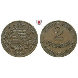 Sachsen, Sachsen-Coburg-Gotha, Ernst II., 2 Pfennig 1868, ss-vz