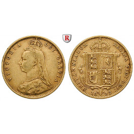 Grossbritannien, Victoria, Half-Sovereign 1892, 3,66 g fein, ss