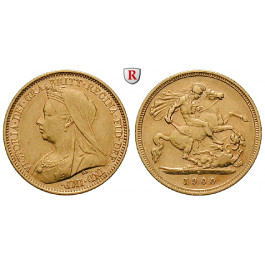 Australien, Victoria, Half-Sovereign 1900, 3,66 g fein, ss