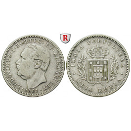 Indien, Portugiesisch-Indien, Luiz I., 1/2 Rupee 1881, ss