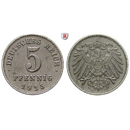 Erster Weltkrieg, 5 Pfennig 1915, A, vz-st, J. 297