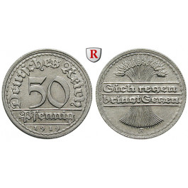 Weimarer Republik, 50 Pfennig 1919, E, st, J. 301