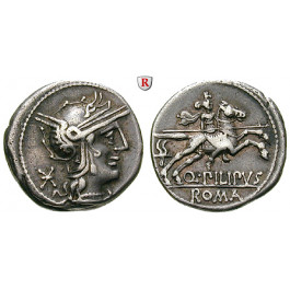 Römische Republik, Q. Philippus, Denar 129 v.Chr., ss+