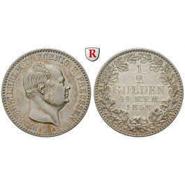 Hohenzollern, Hohenzollern-Sigmaringen, Friedrich Wilhelm IV. von Preußen, 1/2 Gulden 1852, f.vz