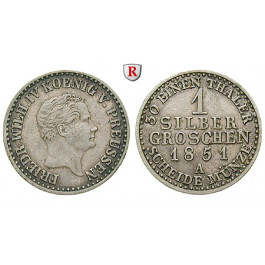 Brandenburg-Preussen, Königreich Preussen, Friedrich Wilhelm IV., Silbergroschen 1851, ss