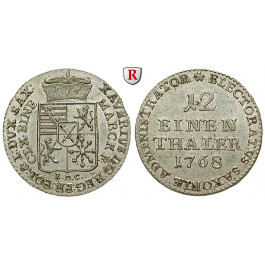 Sachsen, Albertinische Linie, Xaver, Administrator, 1/12 Taler 1768, st/vz-st